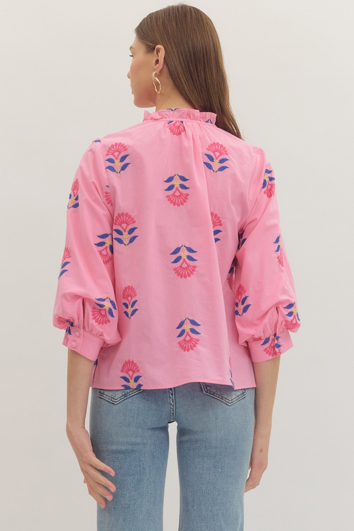 3/4 printed floral blouse