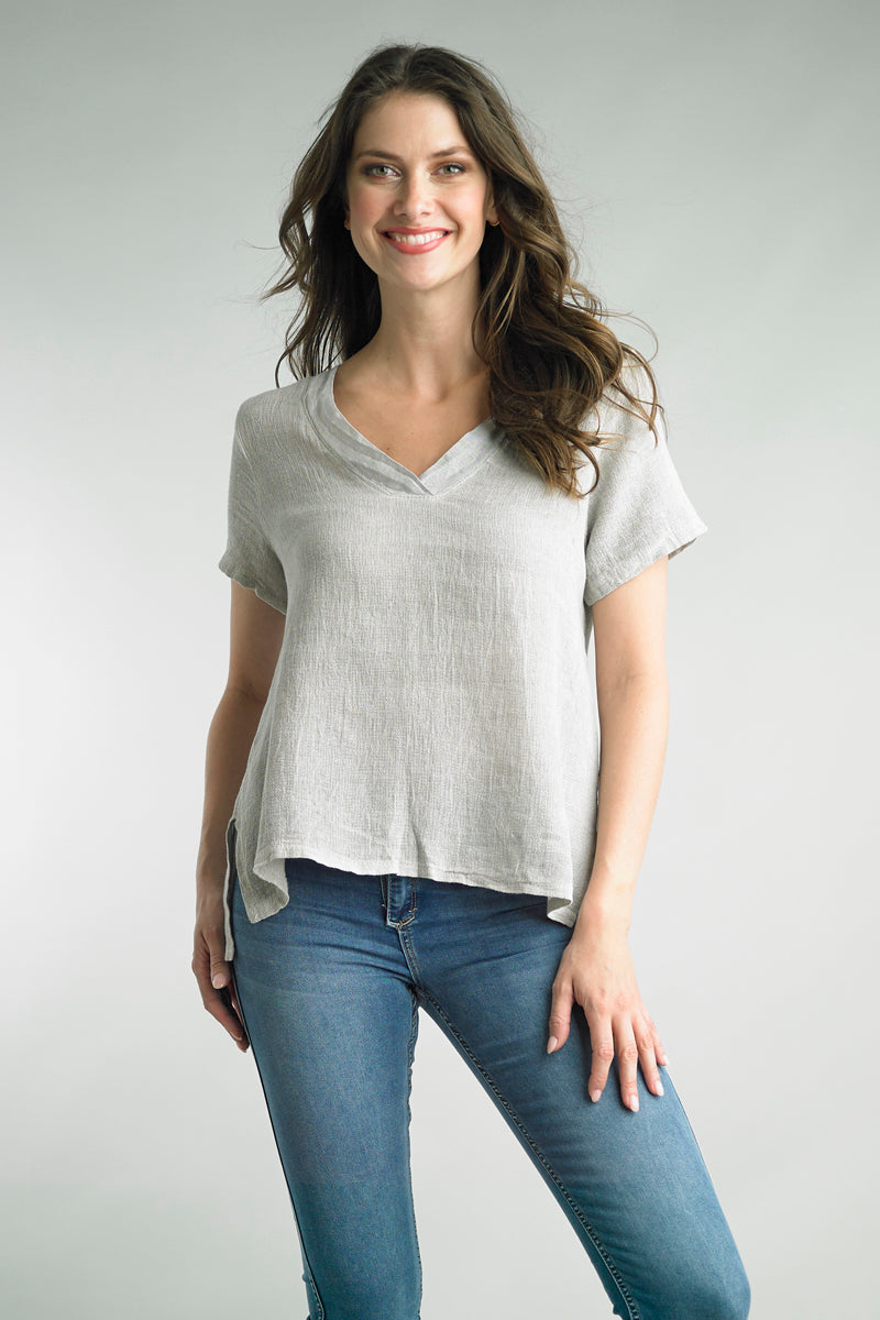 Linen V- Neck Top