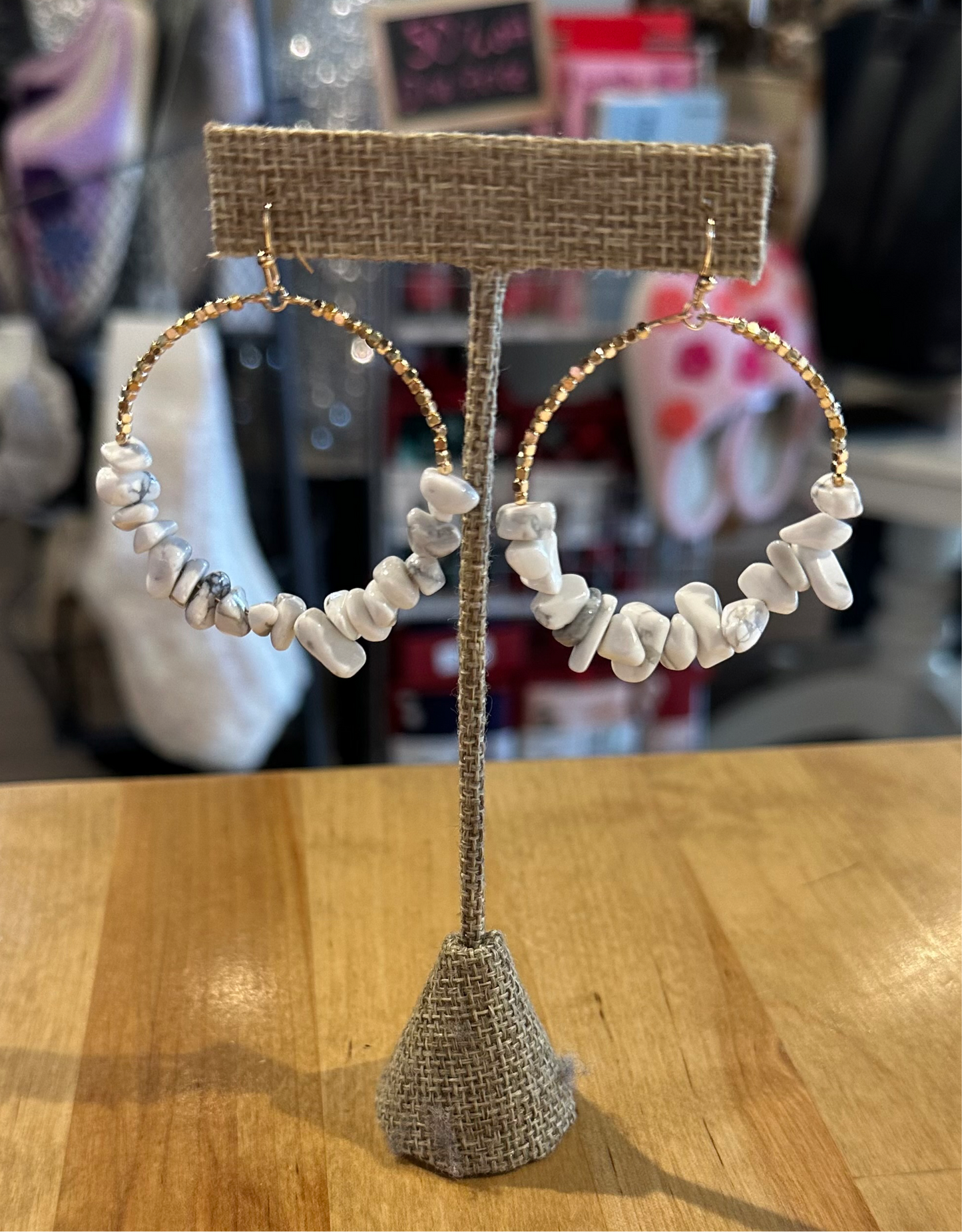 Stone Bead Circle Hoop