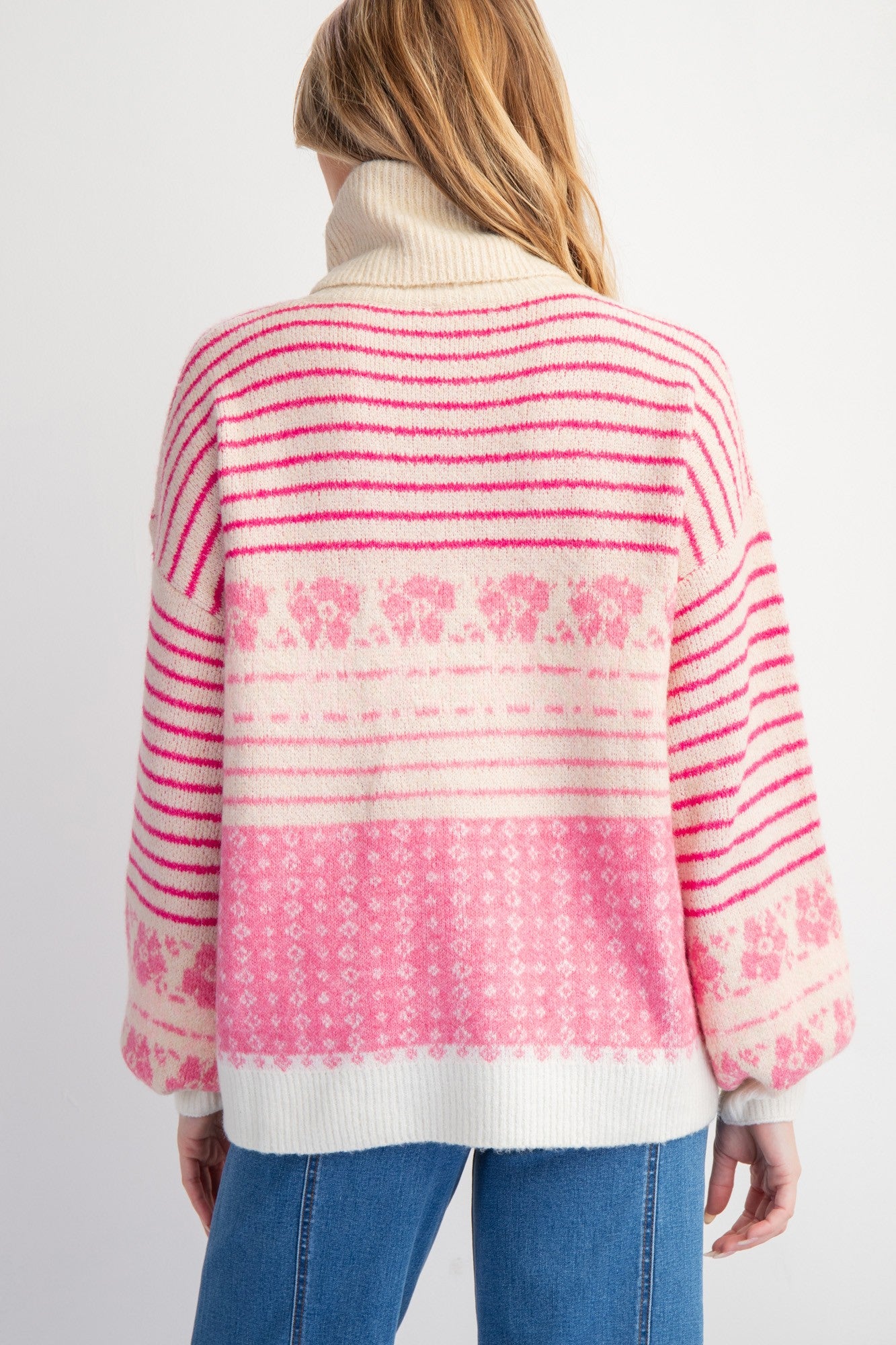 Pattern Turtleneck Sweater
