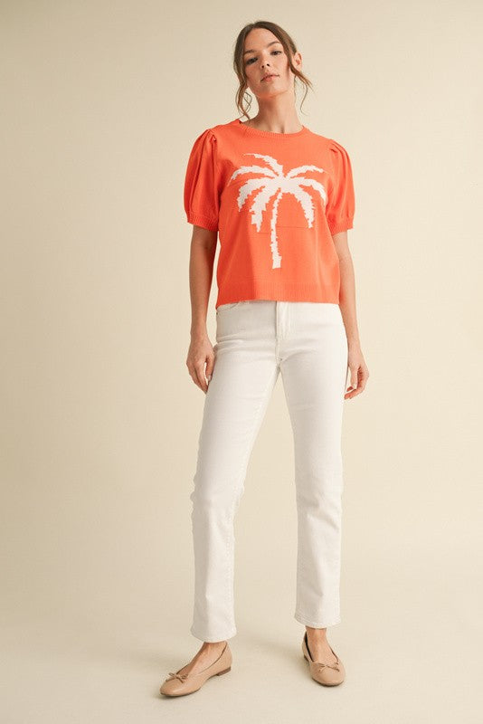 Palm Tree Knit Top