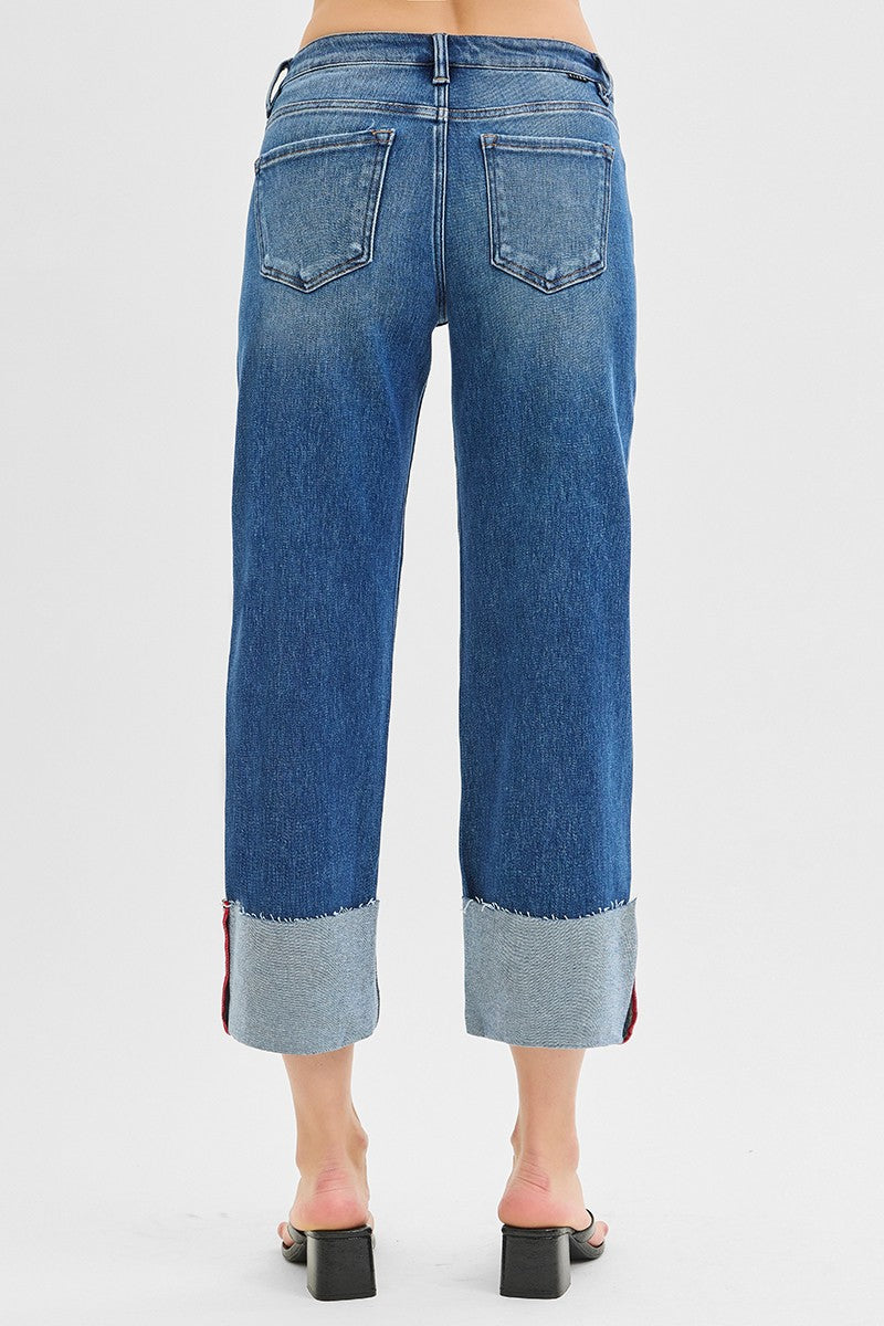 Risen Mid Rise Wide Cuffed Jean