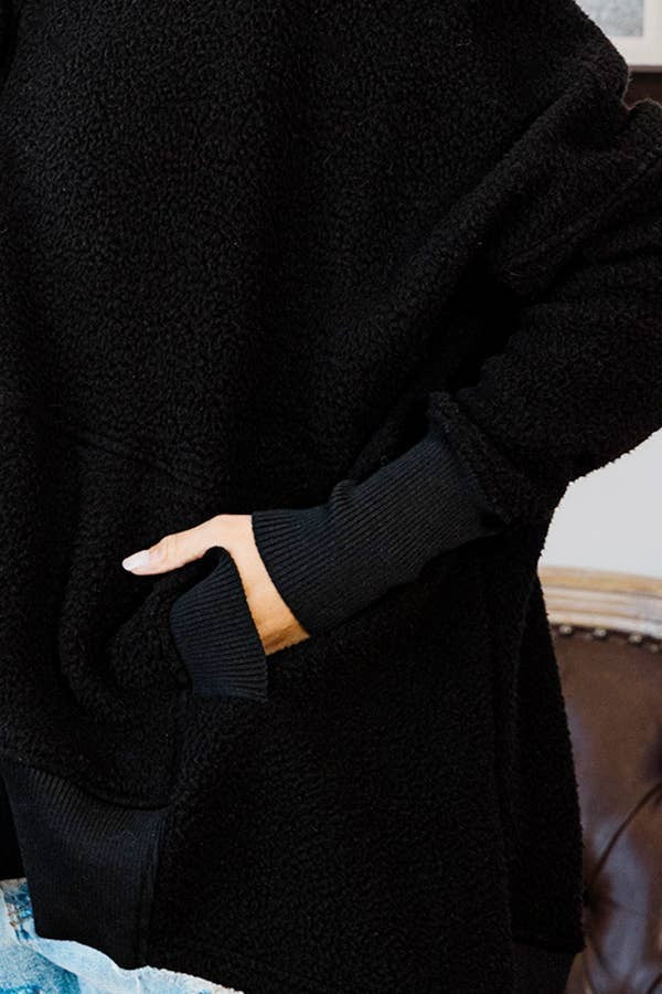 Bucketlist Fluffy Teddy Fur Hooded Tunic