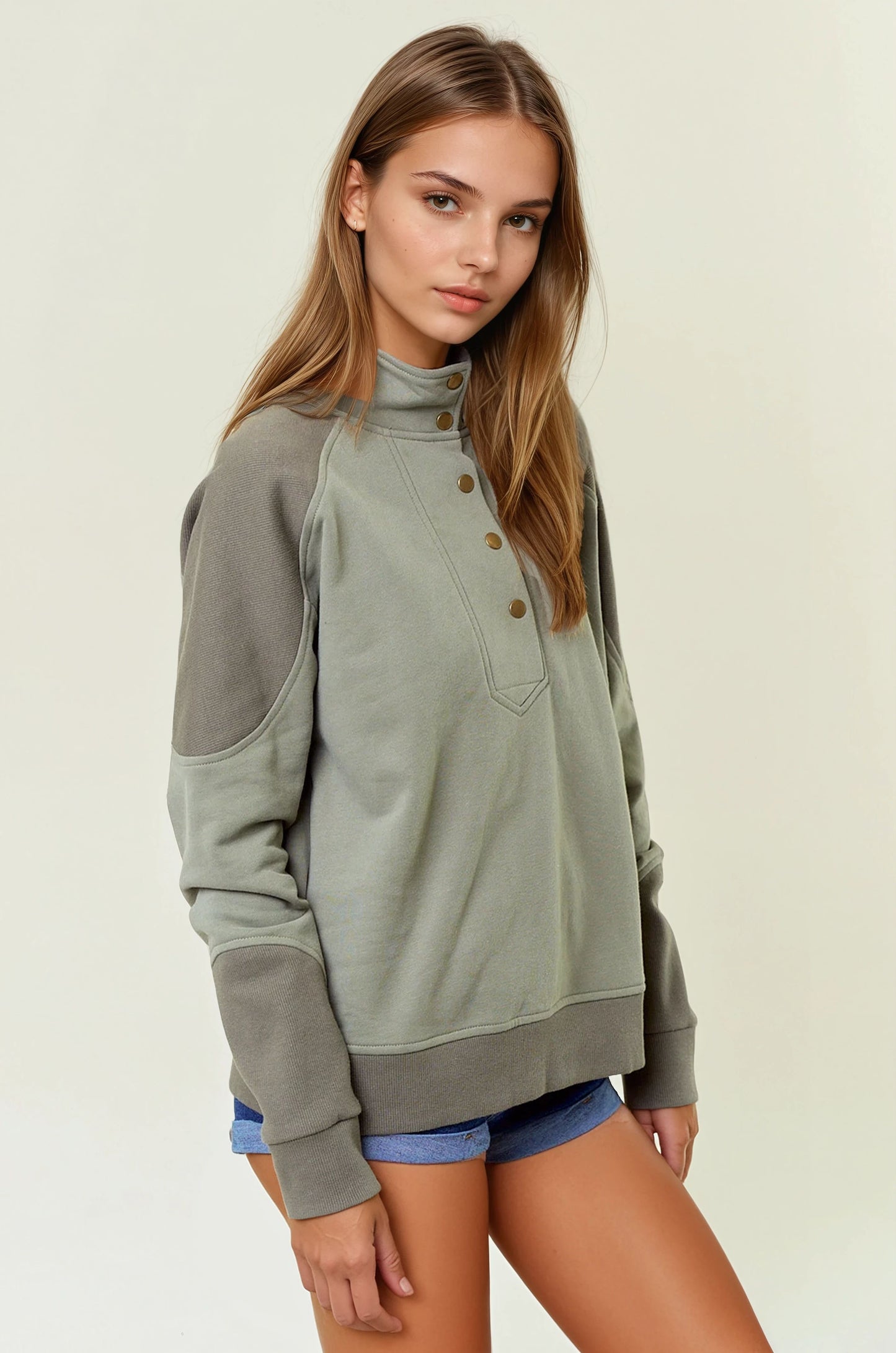 French Terry RIbbed Mockneck Sweatshirt