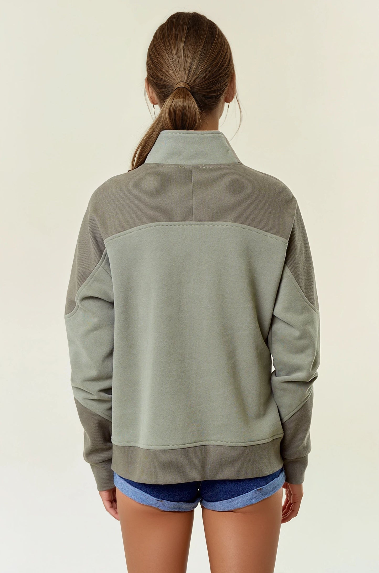 French Terry RIbbed Mockneck Sweatshirt