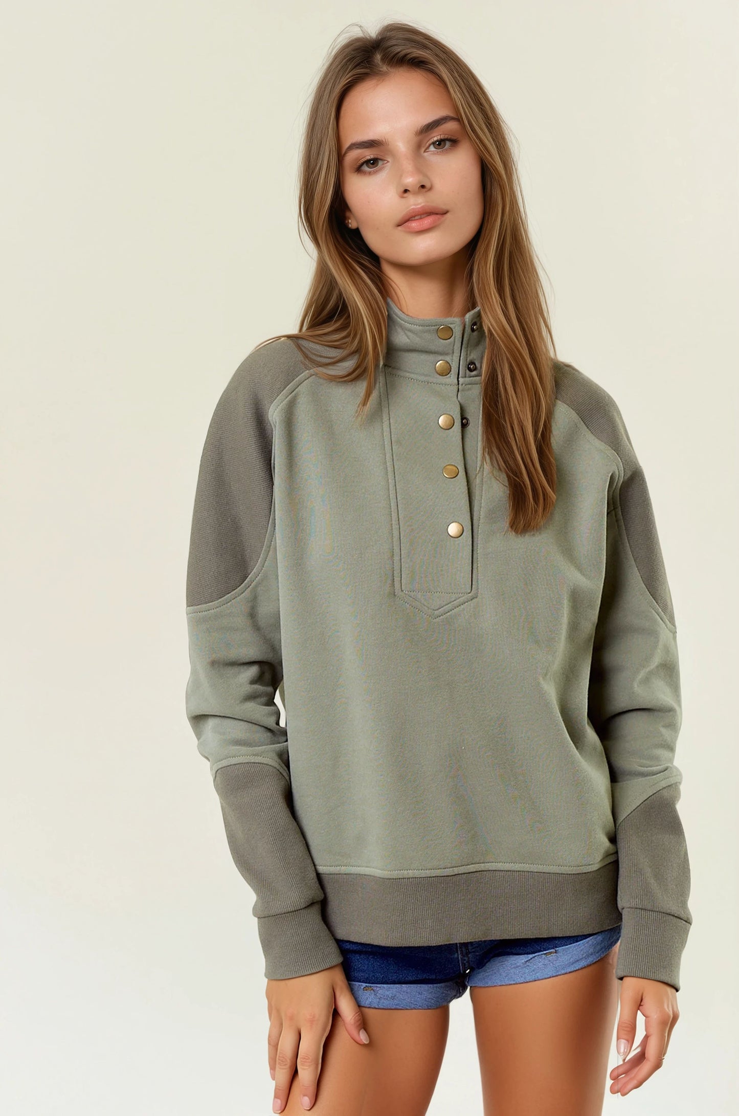 French Terry RIbbed Mockneck Sweatshirt