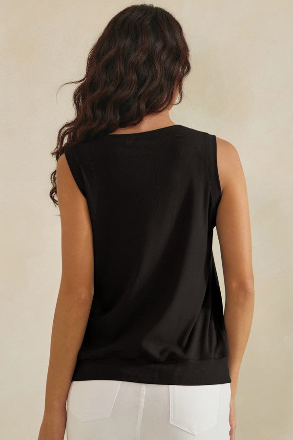 RIbbed Relaxed V- Neck Tank Top
