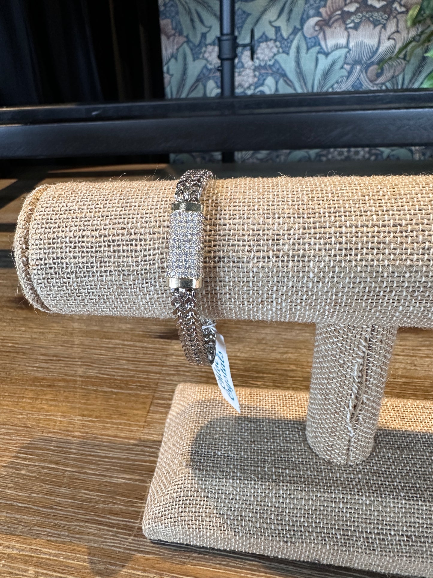 Woven W/ Rectangle Pave Detail Bracelet