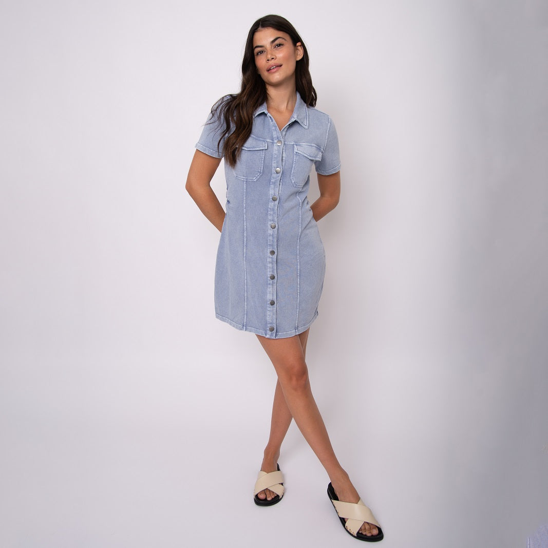 RD Style Denim Knit French Terry Dress