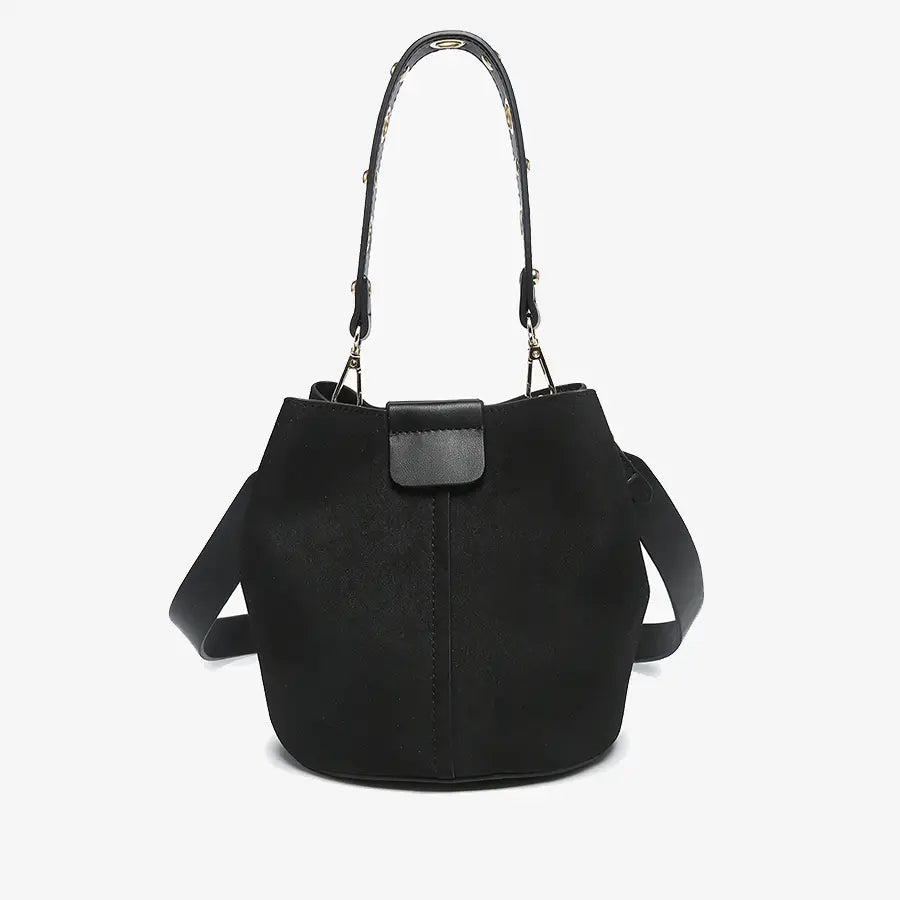 Farrah Suede Bucket Bag W/ Top Handle