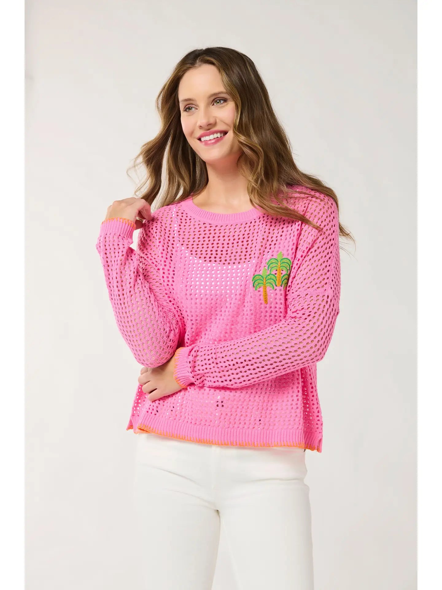 Shiraleah Palm Tree Mesh Sweater