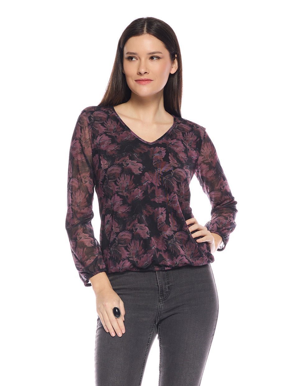 Viereck Mesh V-neck Blouse