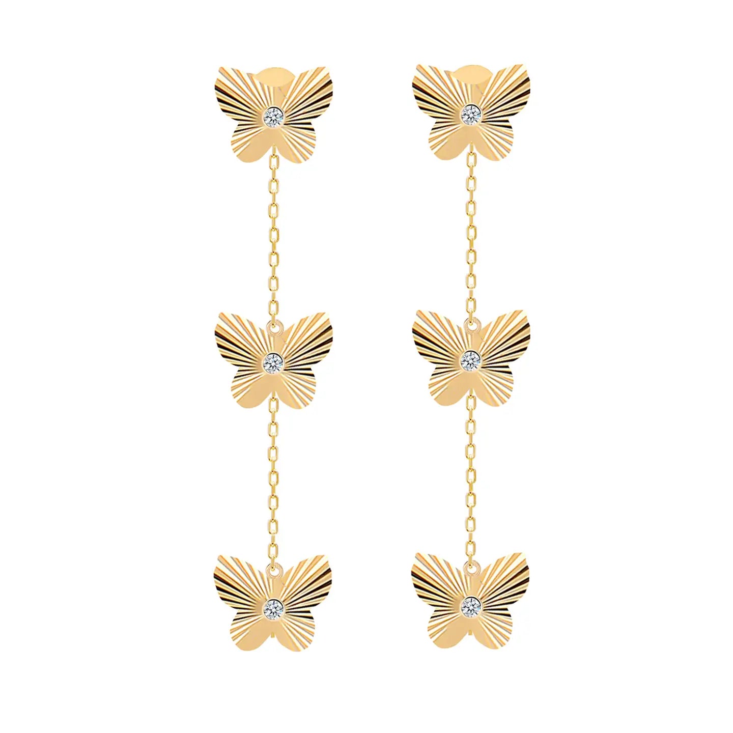 Pave Butterfly Drop Earrings