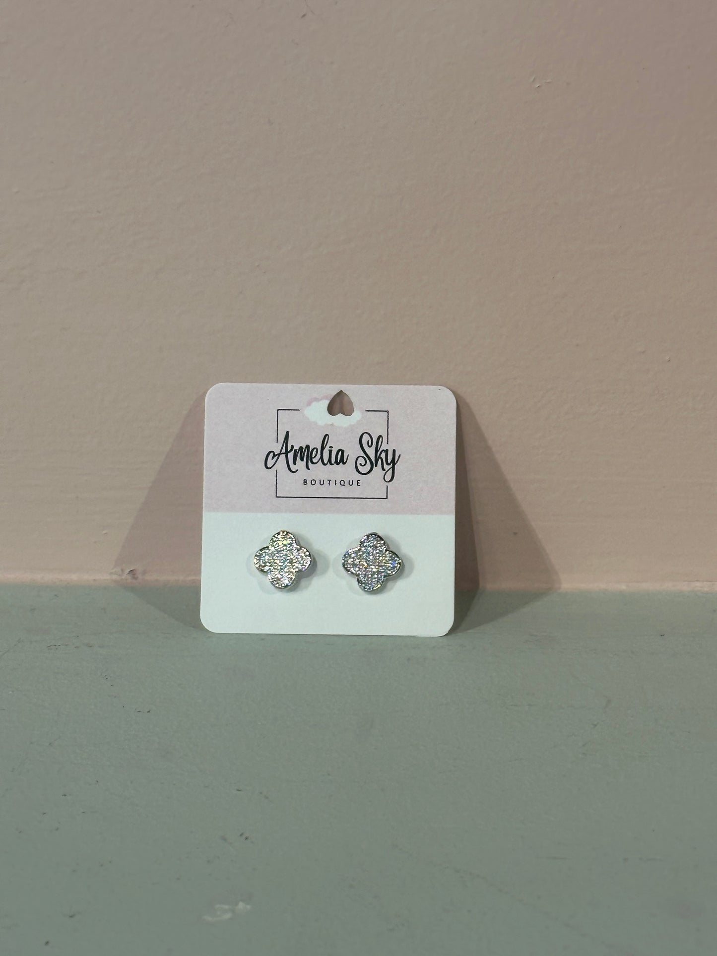 Pave Clover Studs