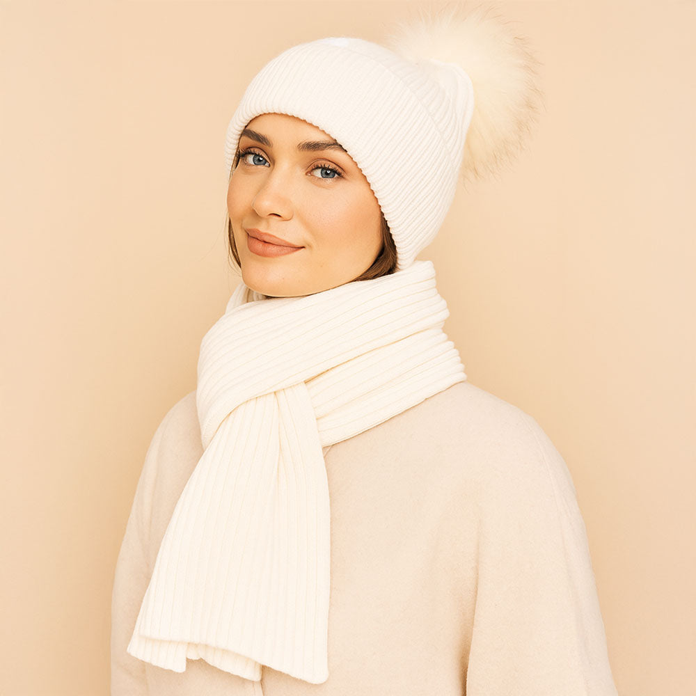 Ribbed Scarf and Hat Set