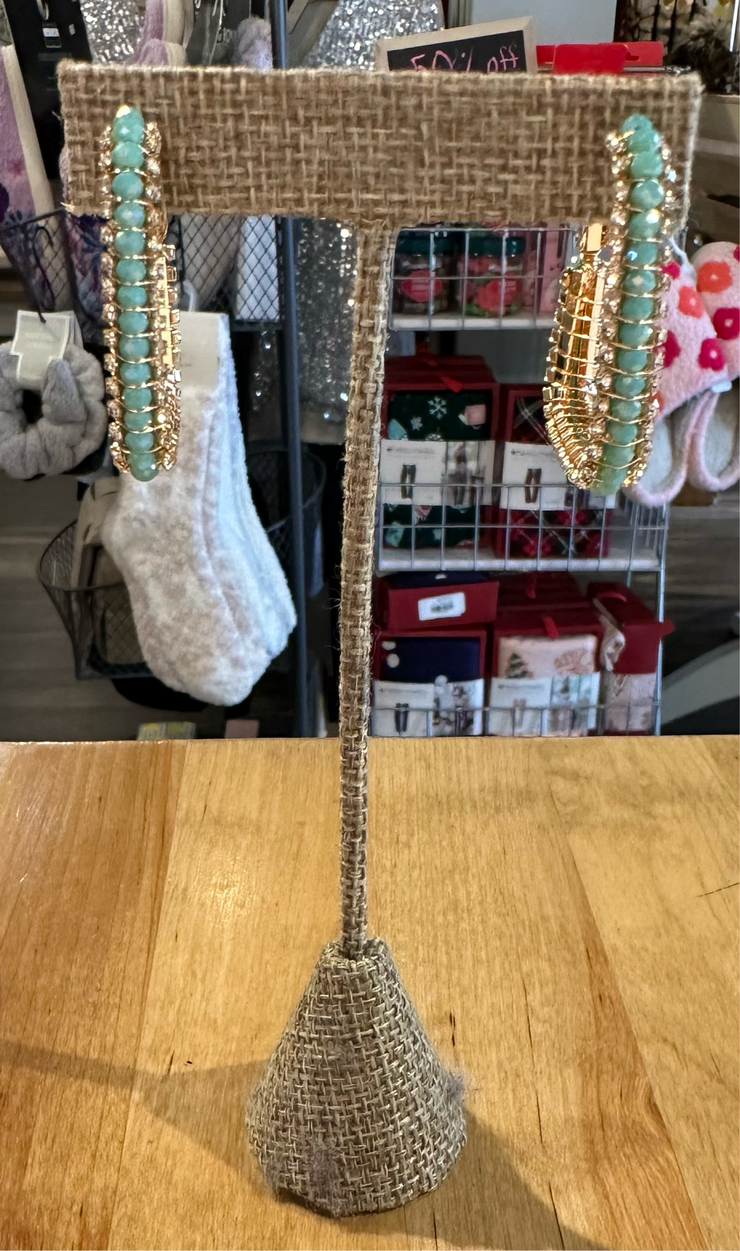Jeweled Edge Square Hoop