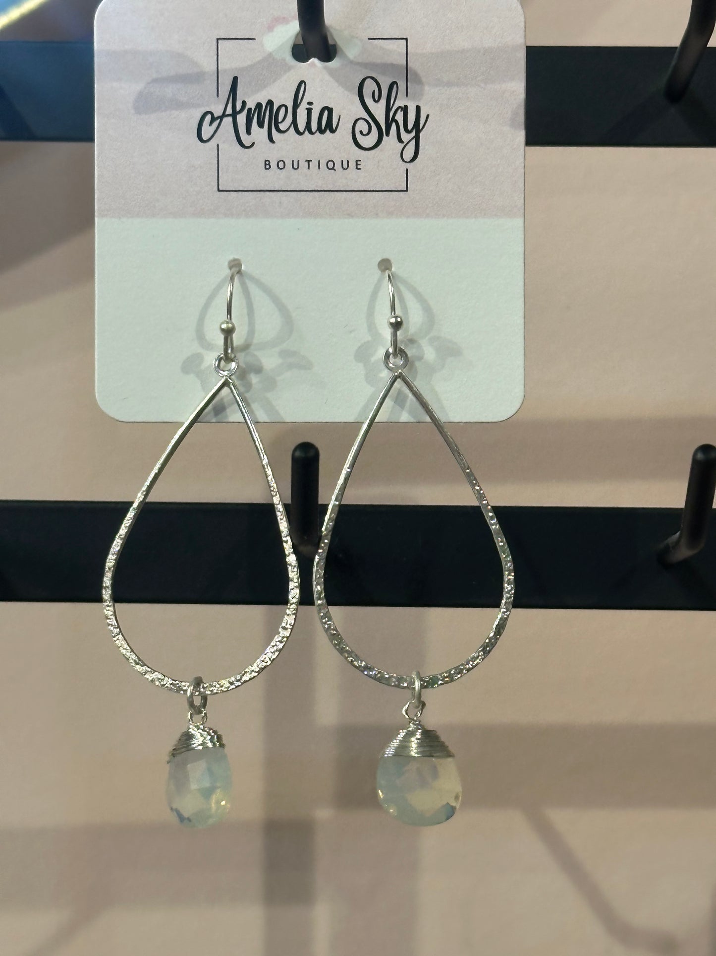 Teardrop Silver Hoops