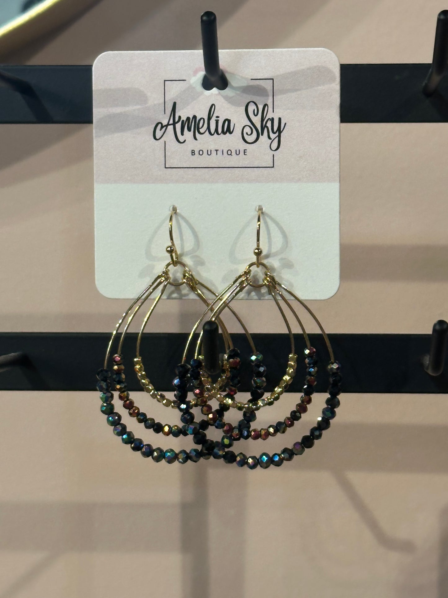 Multi Color Beaded Strand Hoops