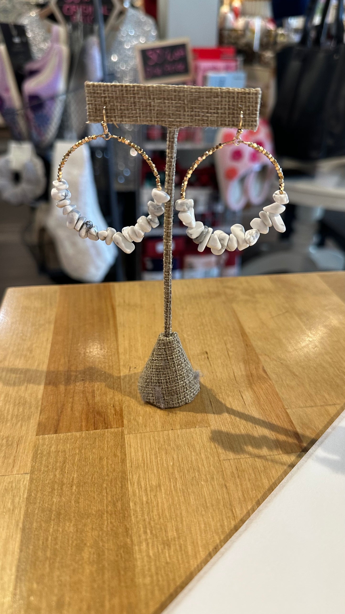 Stone Bead Circle Hoop
