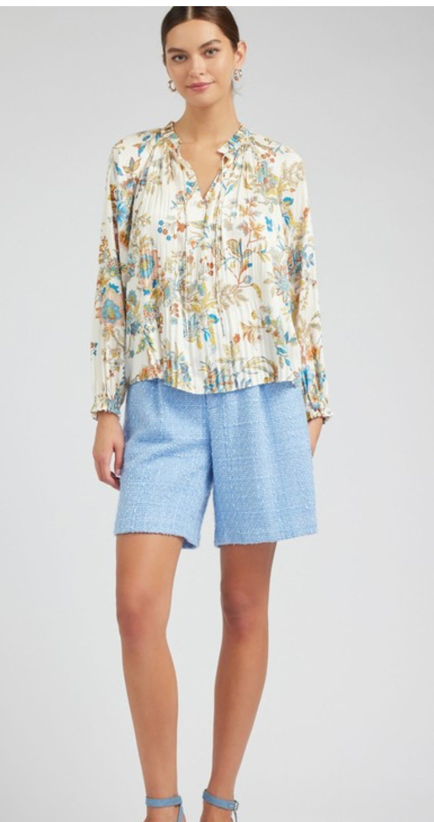 Botanical pleated blouse