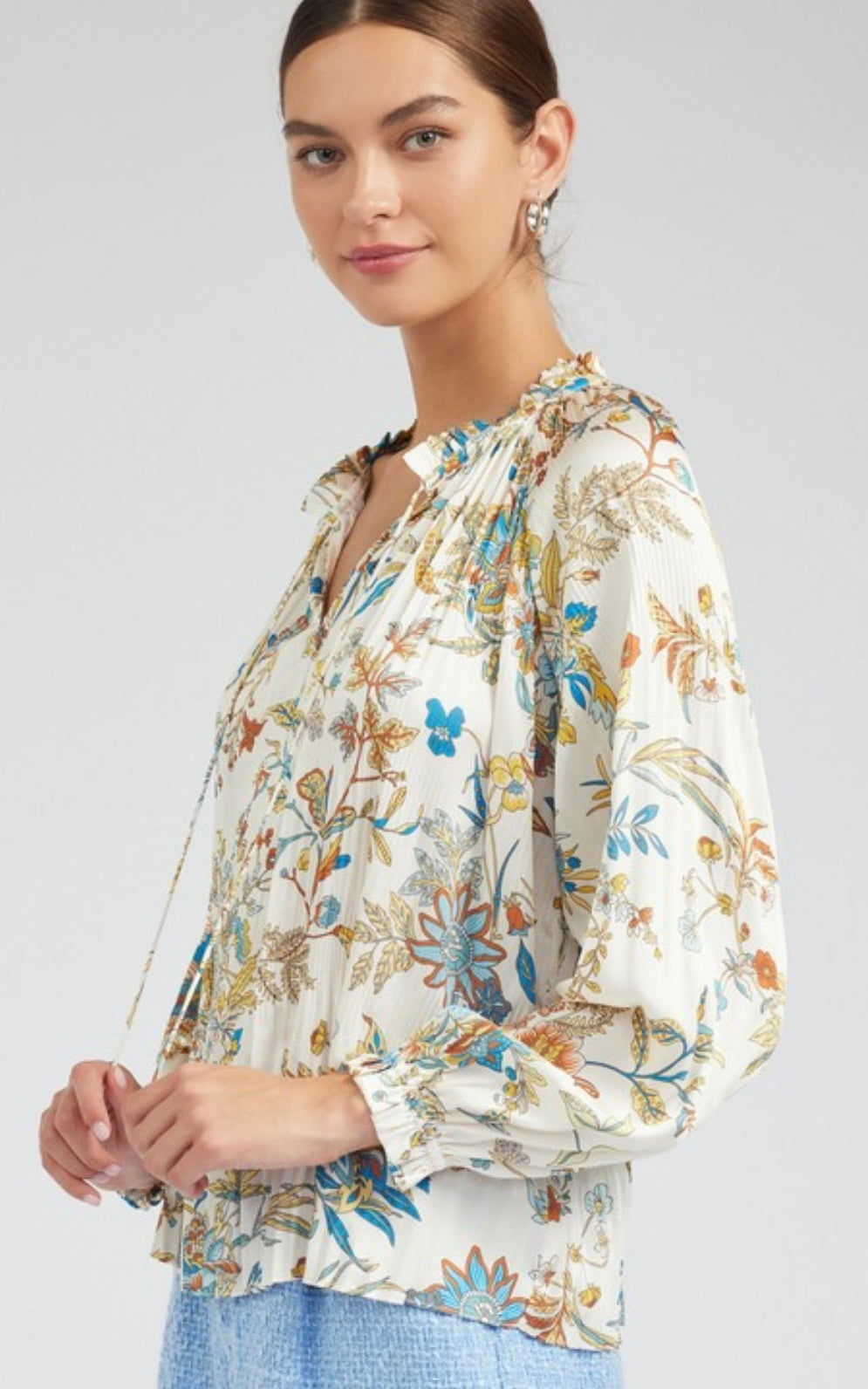 Botanical pleated blouse