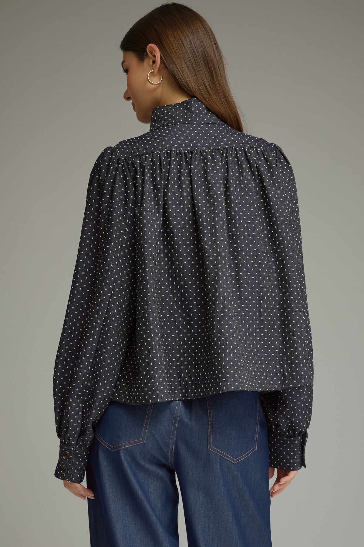 Bubble Hem Denim Shirt Jacket