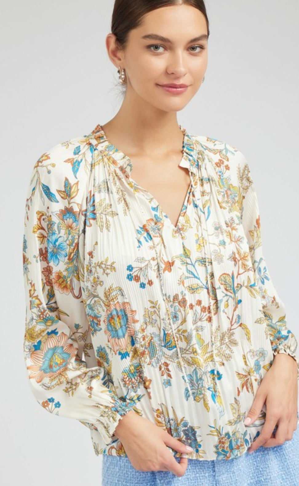 Botanical pleated blouse