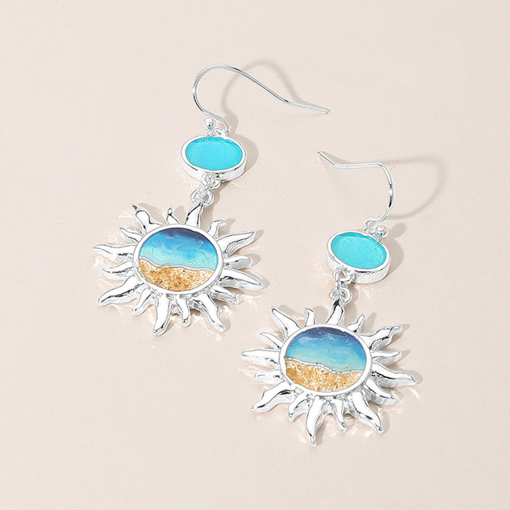 Burning Sun Sea Glass Dangle Earrings