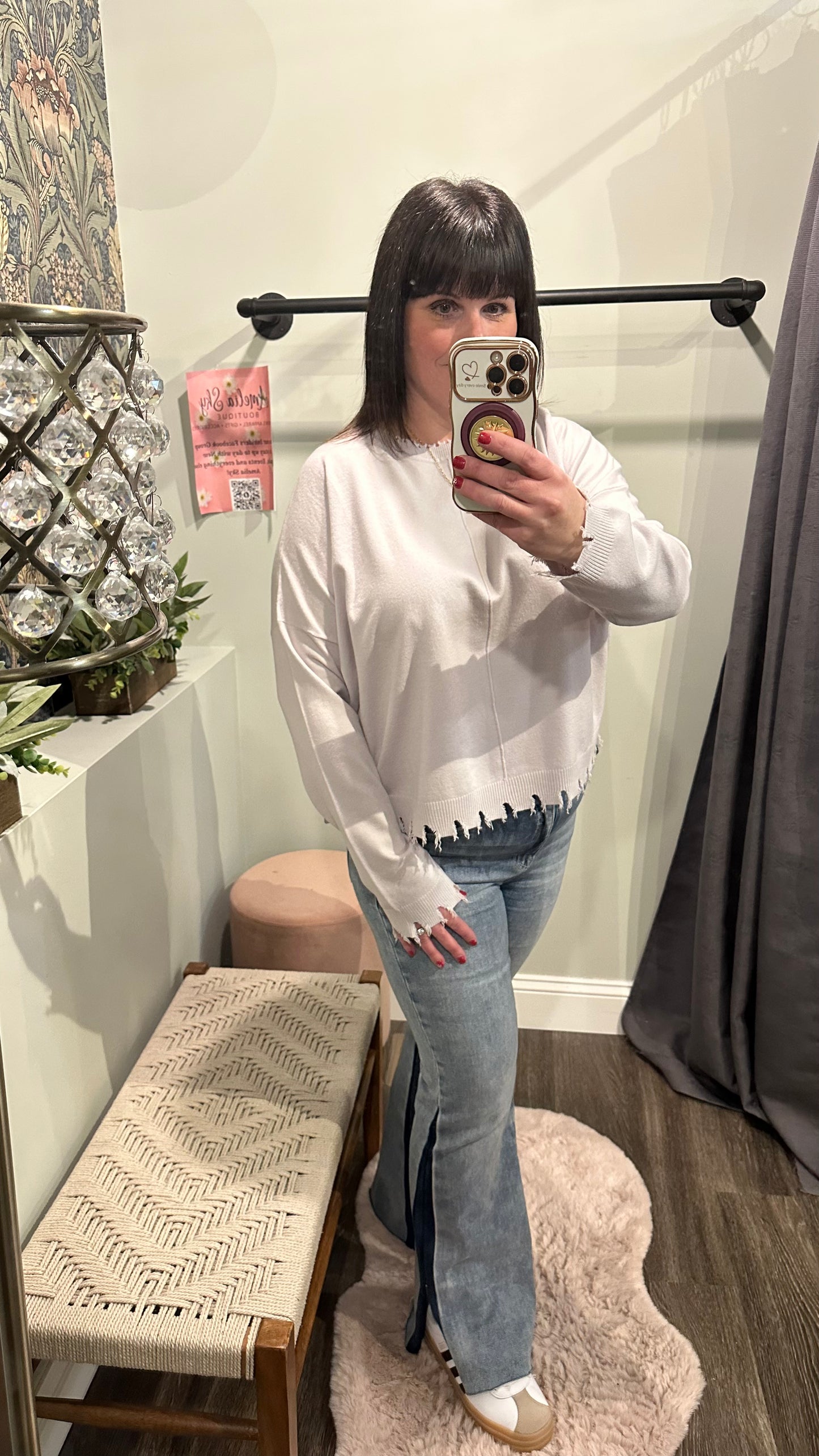 Six FIfty Fringed Lightweight Sweater