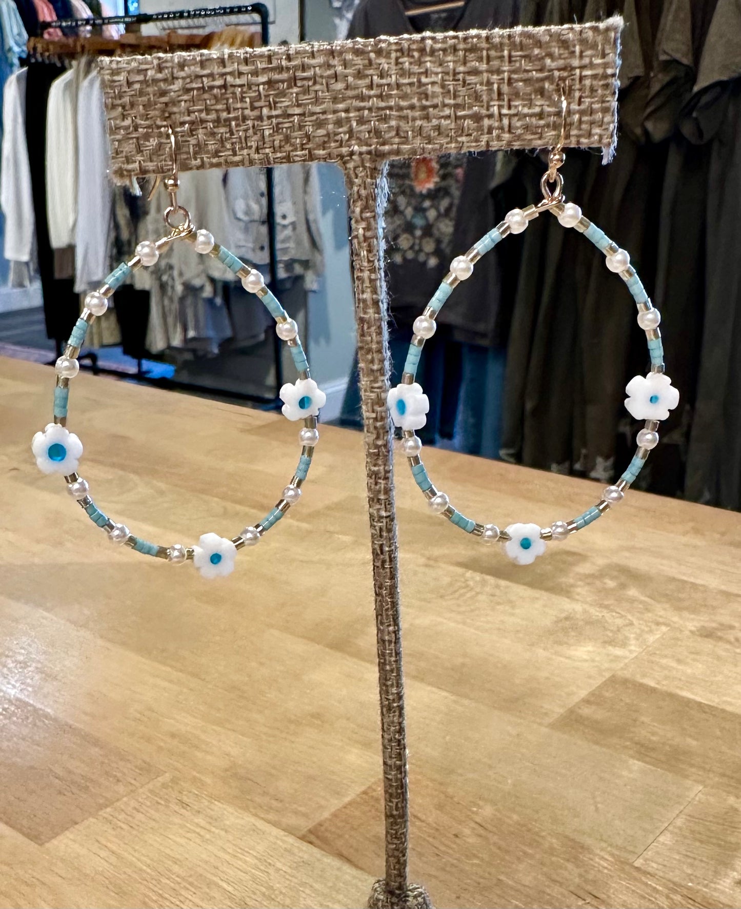 Flower Beaded Teardrop Earring