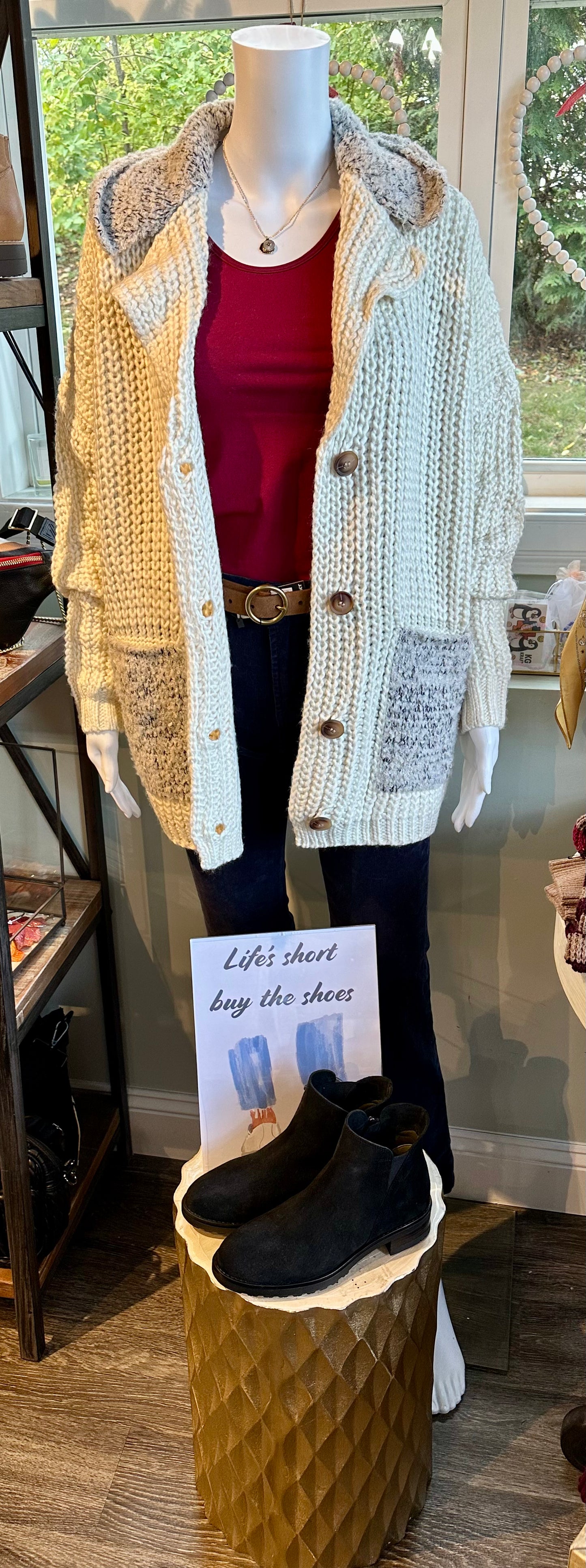 Knit Cardigan with Decorative Pocket