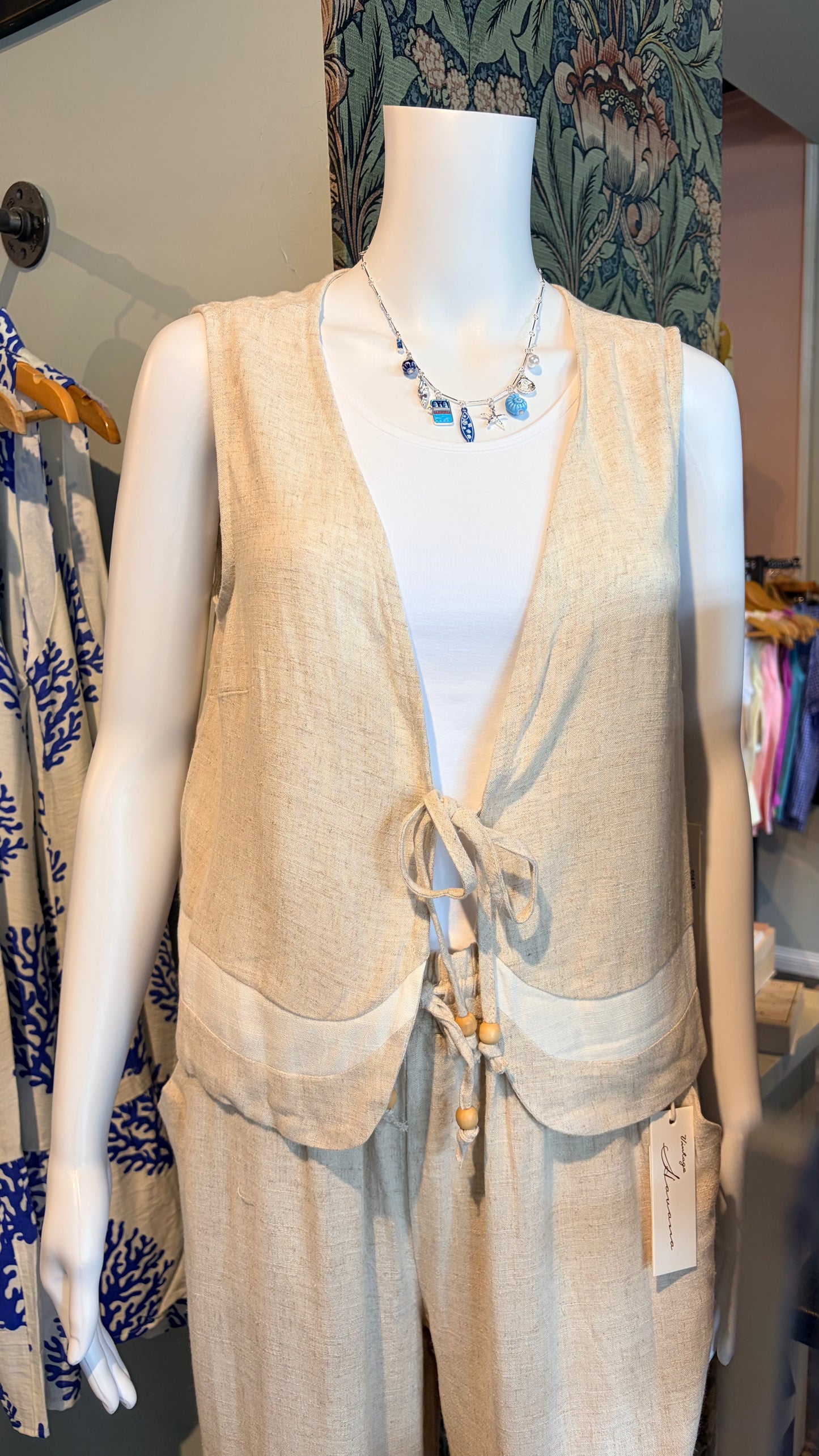 Vintage Havana Tie Front Vest