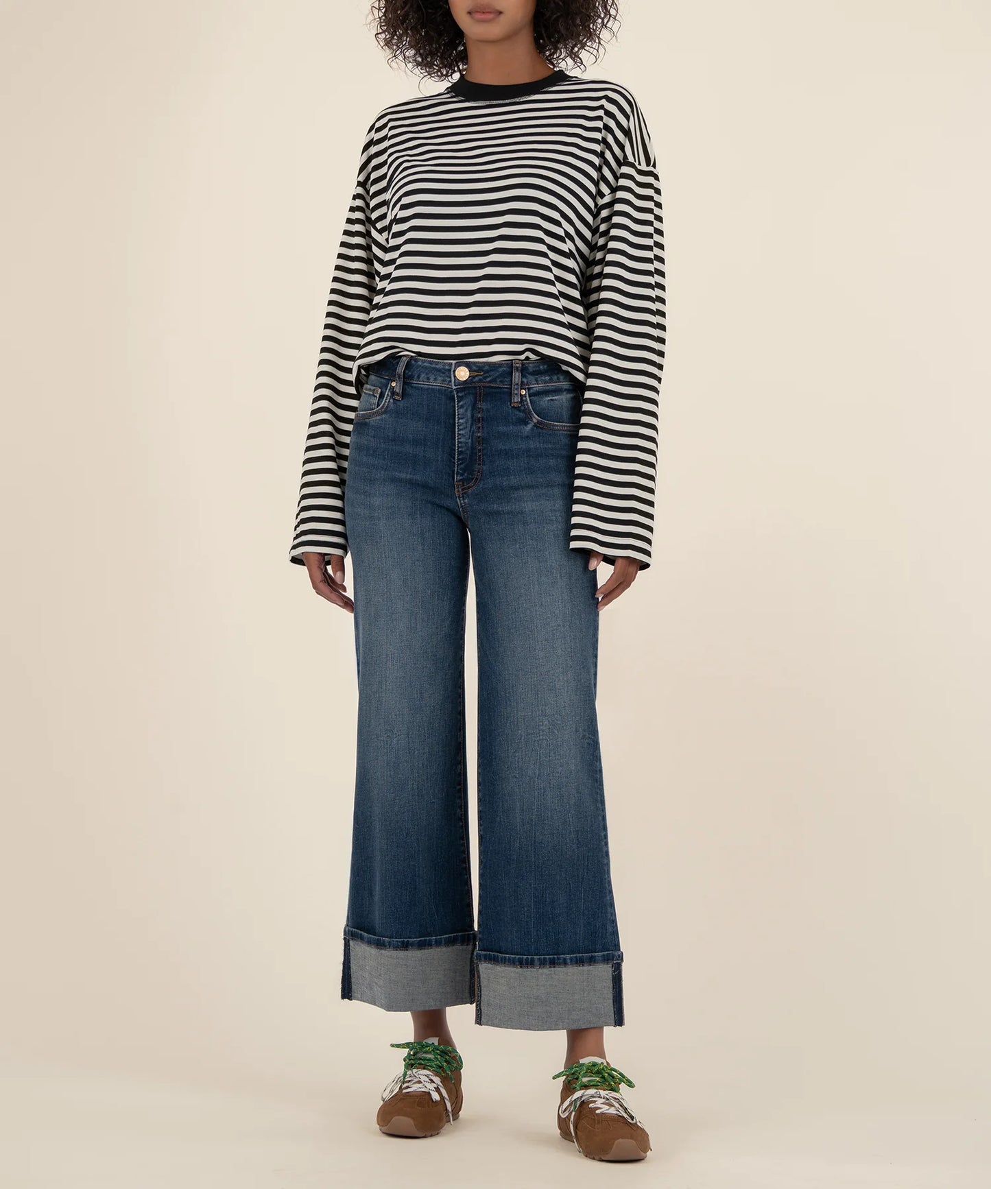 Kut from the Kloth Meg High Rise Wide Leg Roll Up