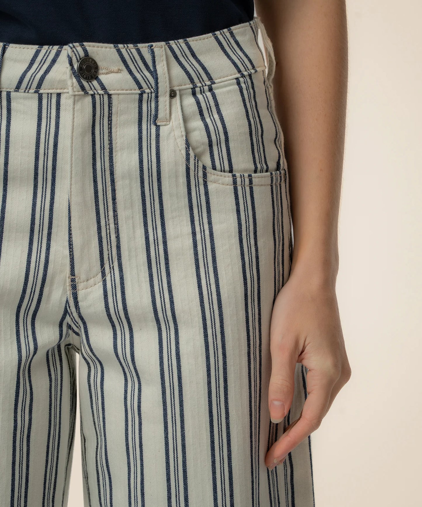 Kut from the Kloth Gwen Stripe Twill High Rise Wide Straight Leg