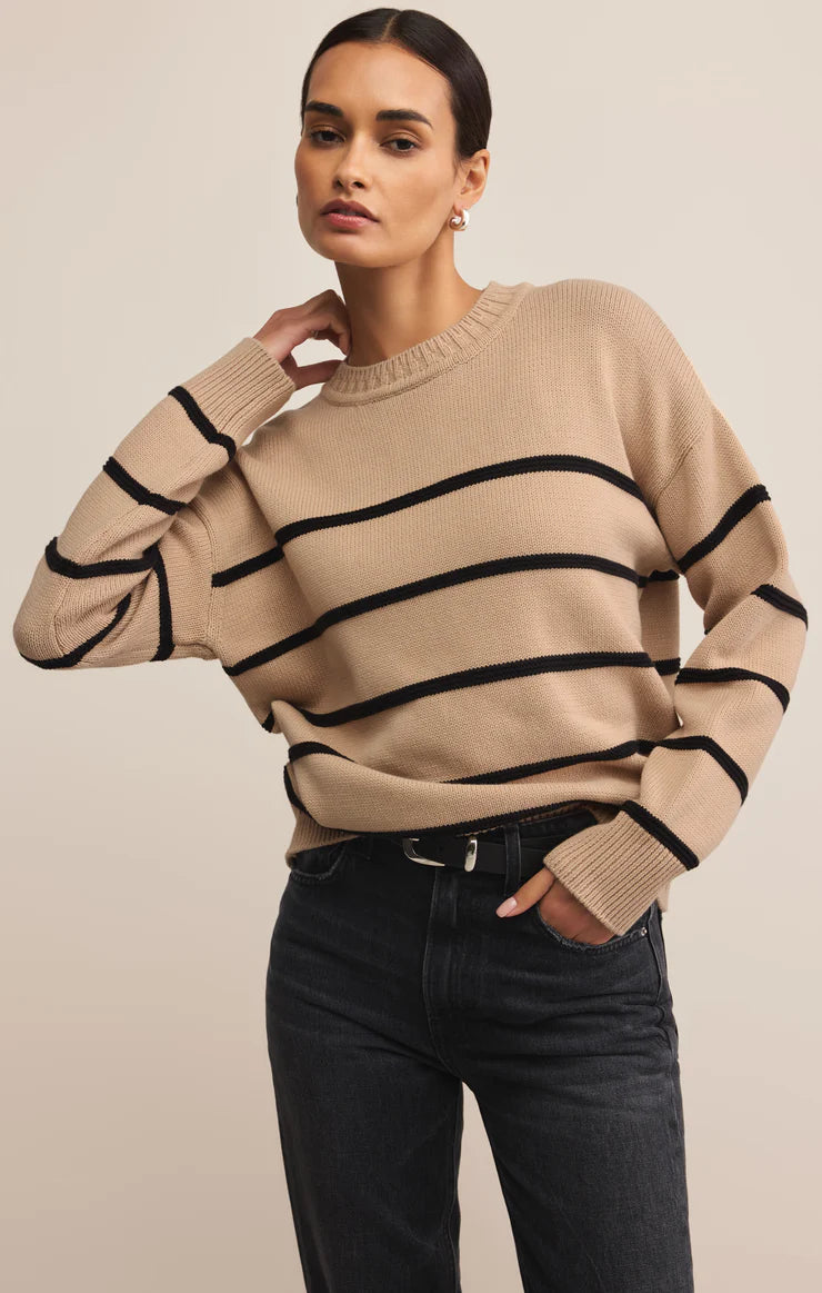 Z Supply Boyfriend Striped Cotton Sweater