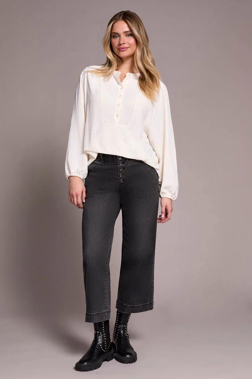 Tribal Airflow L/S Mandarin Collar Blouse