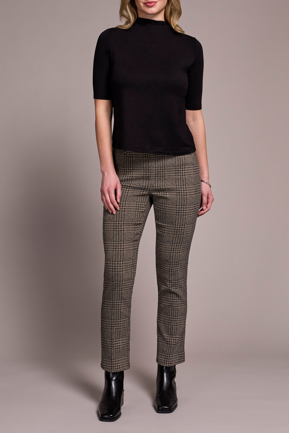 Tribal Funnel Neck Elbow Sleeve Knit