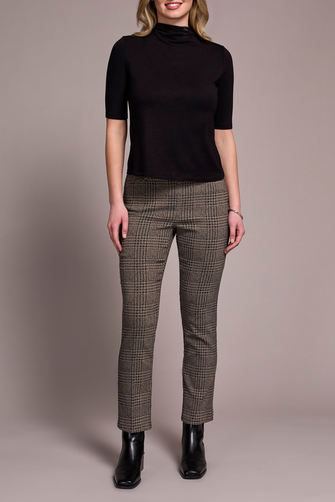 Tribal Funnel Neck Elbow Sleeve Knit