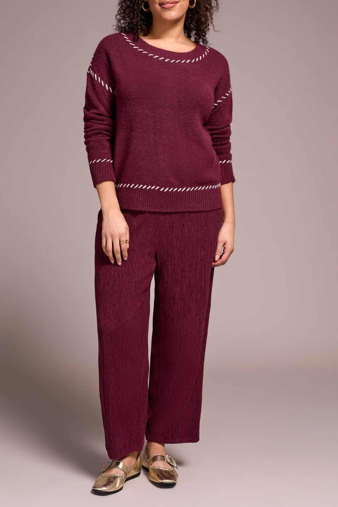 Tribal Whip Stitch Crew Neck Sweater