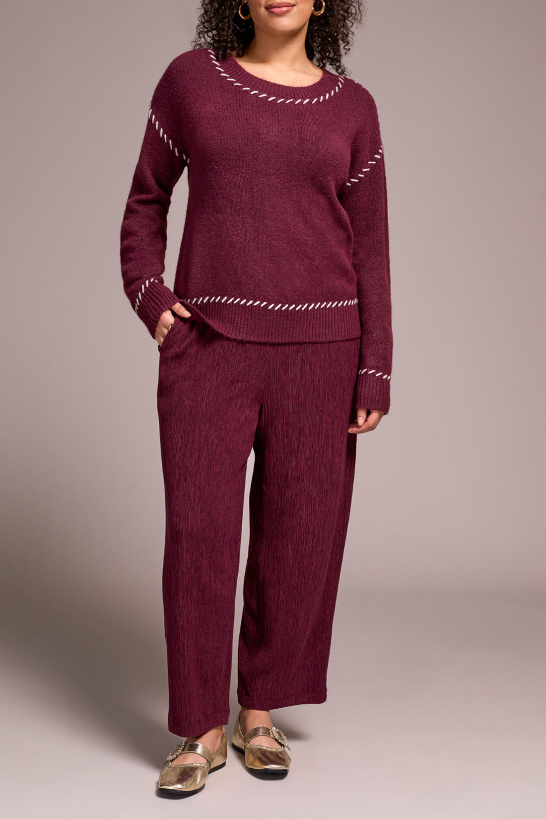 Tribal Whip Stitch Crew Neck Sweater