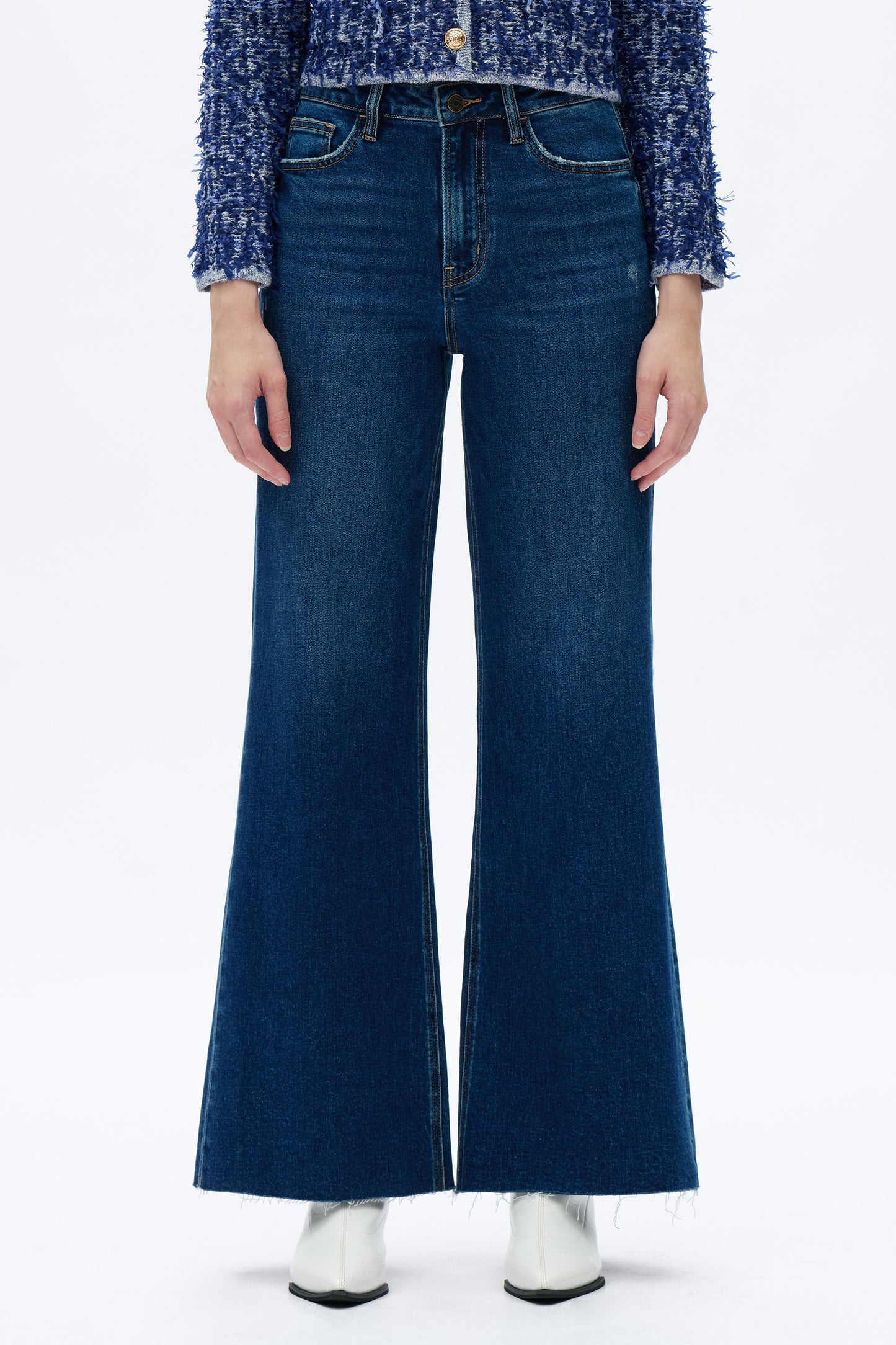 Bayeas Bella Super High Rise Wide Leg Raw Hem Denim