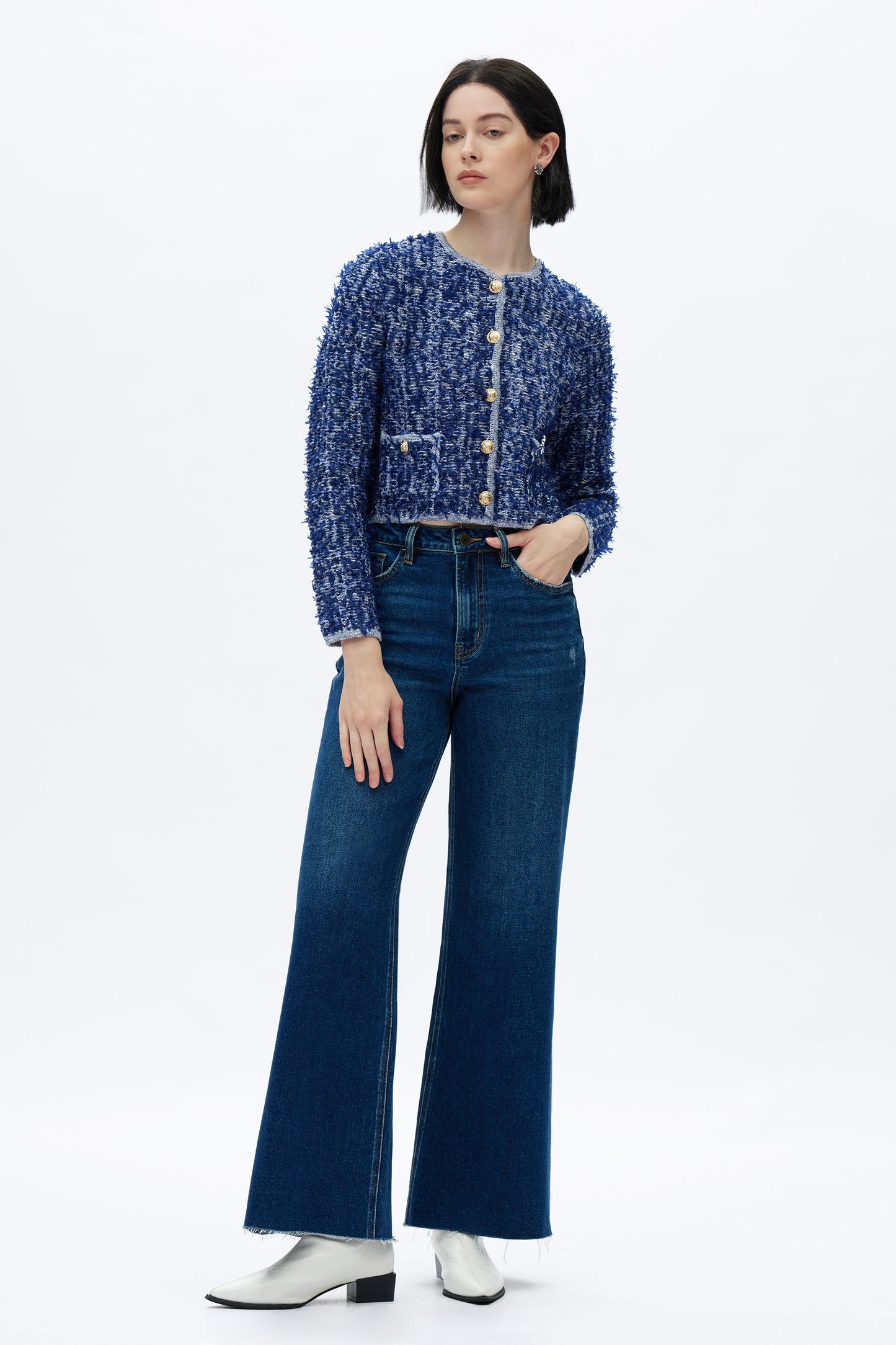 Bayeas Bella Super High Rise Wide Leg Raw Hem Denim