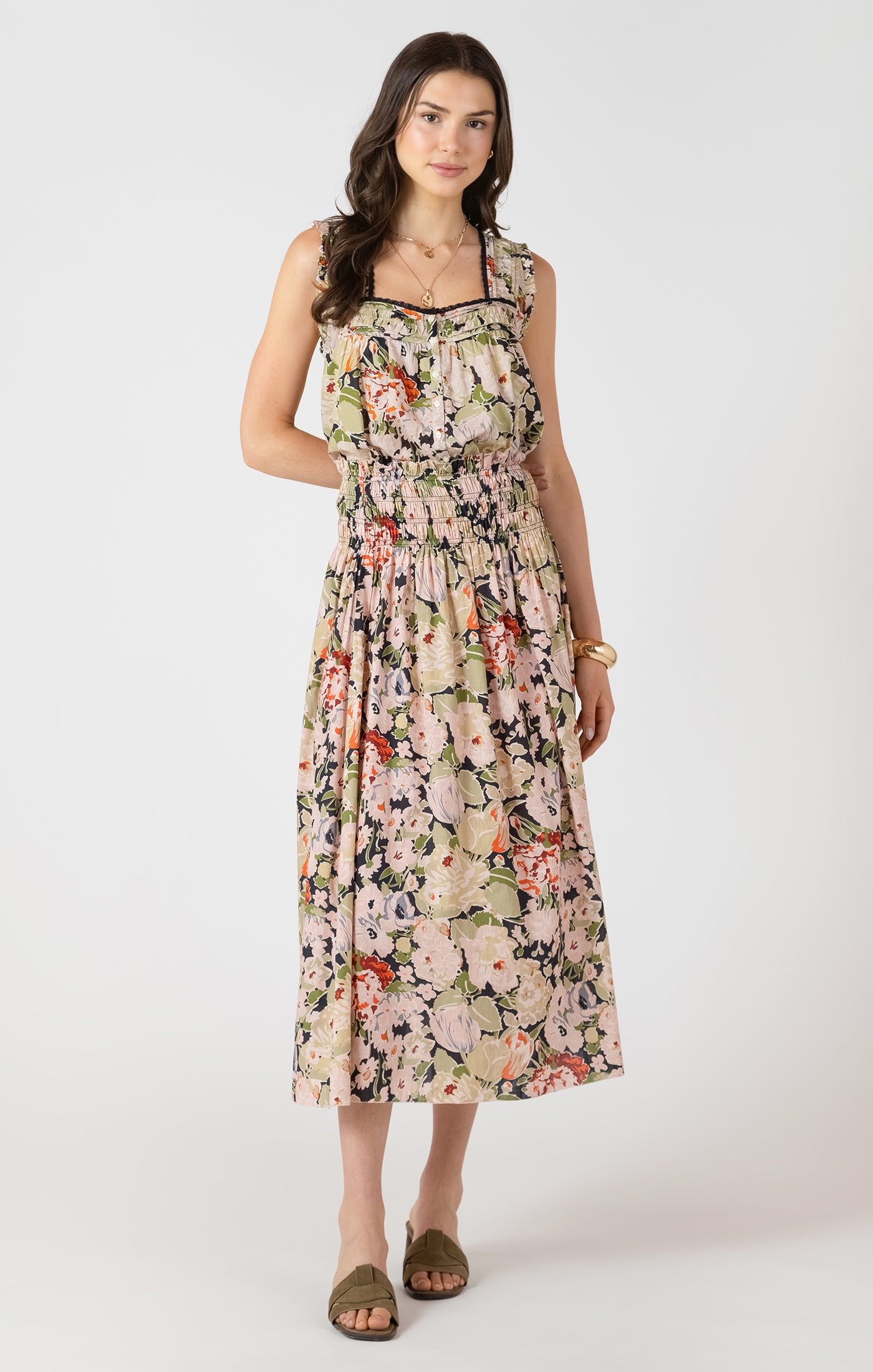 Dex Pintuck Detail Floral Top