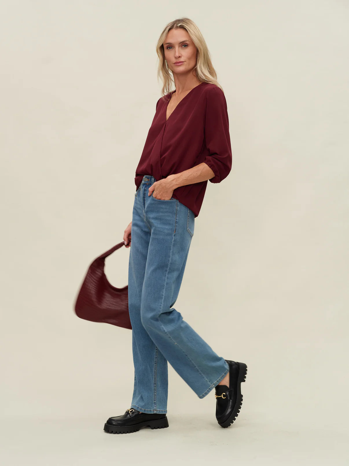 Six Fifty Vanessa 3/4 Sleeve Surplus Blouse