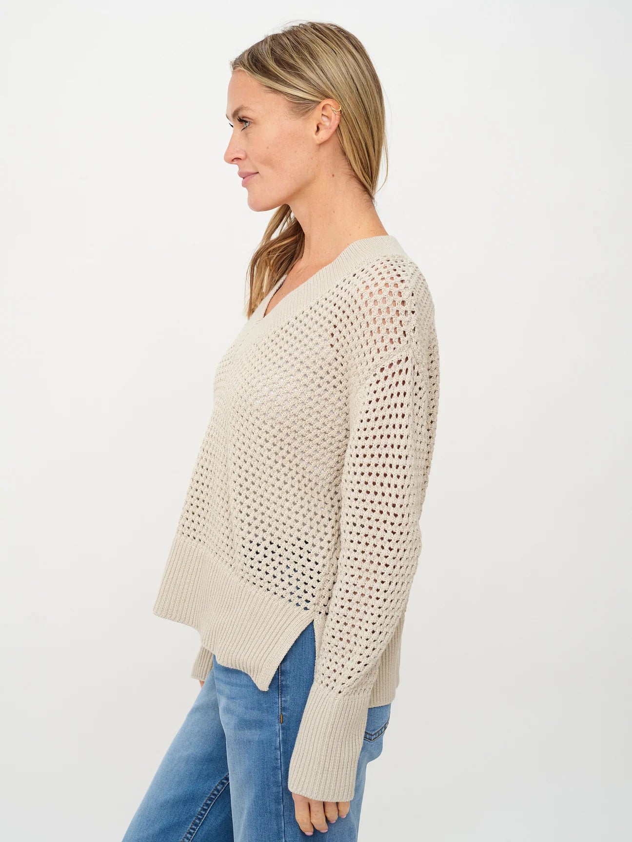 Six Fifty Cameron Crochet V- Neck Sweater