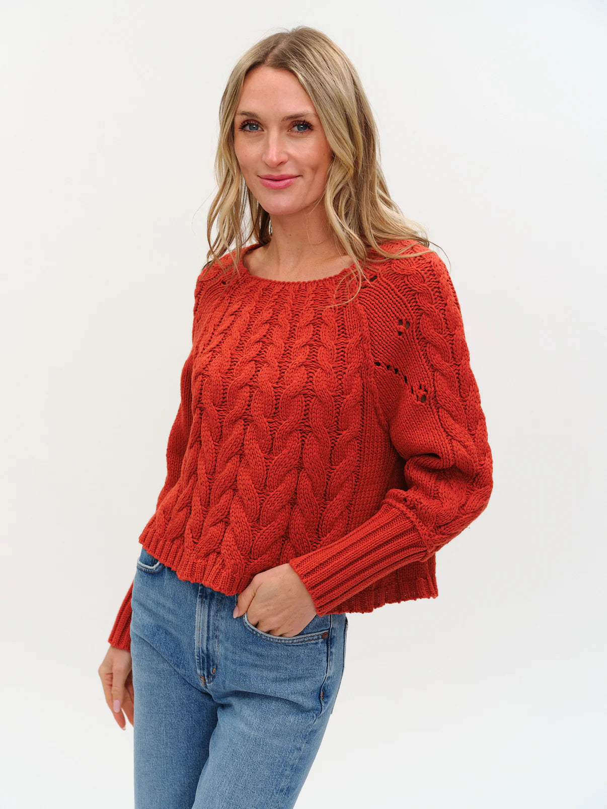 Six Fifty Alexa Cable Knit Boat Neck Sweater