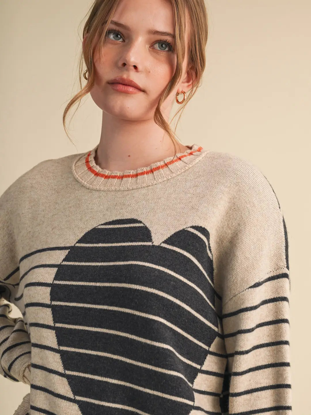 Heart Striped Sweater