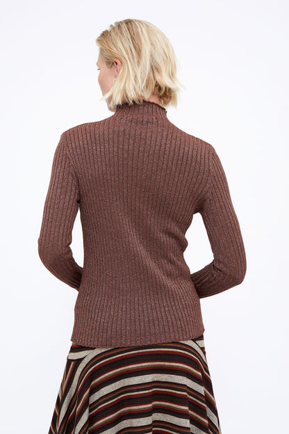 Wild Pony Lurex Ribbed Mock Neck