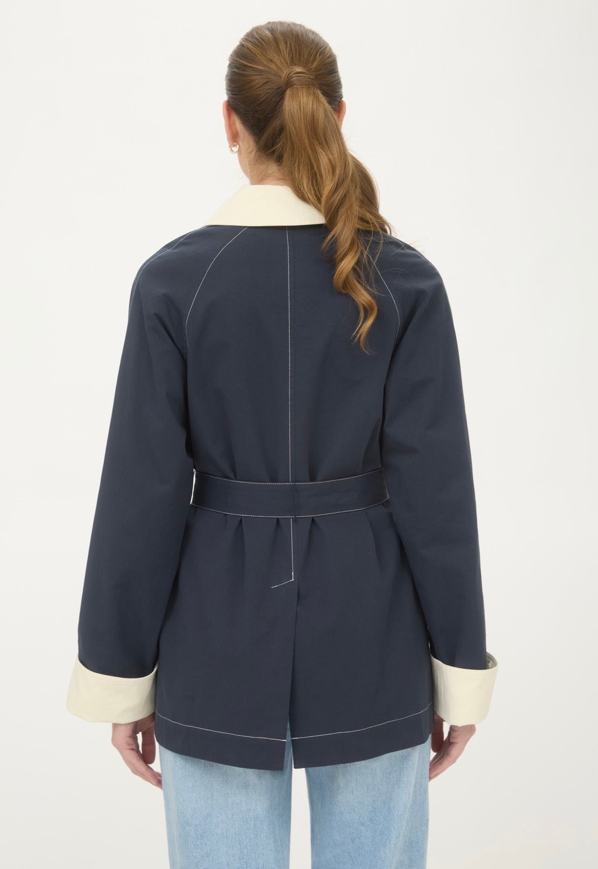Zoe & Claire Tie Waist Trench Coat