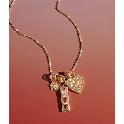 Evarose Floral Heart Charm Necklace